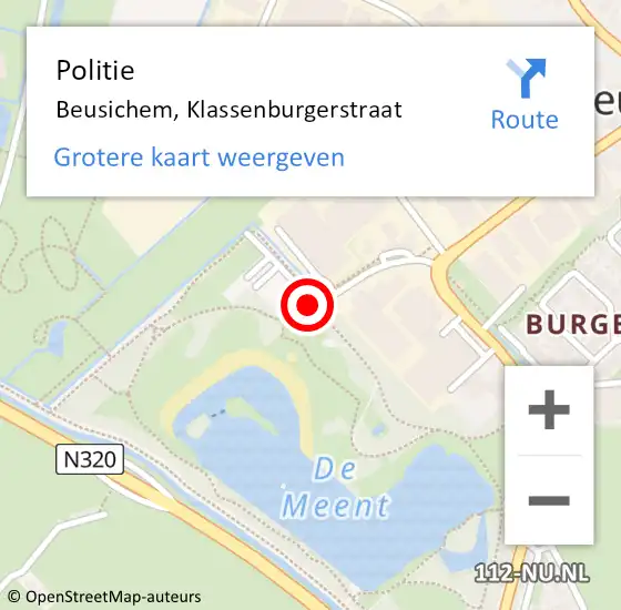 Locatie op kaart van de 112 melding: Politie Beusichem, Klassenburgerstraat op 10 juni 2018 11:58