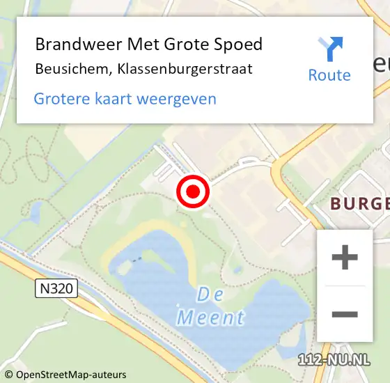 Locatie op kaart van de 112 melding: Brandweer Met Grote Spoed Naar Beusichem, Klassenburgerstraat op 10 juni 2018 11:59