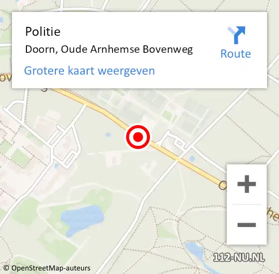 Locatie op kaart van de 112 melding: Politie Doorn, Oude Arnhemse Bovenweg op 10 juni 2018 12:22