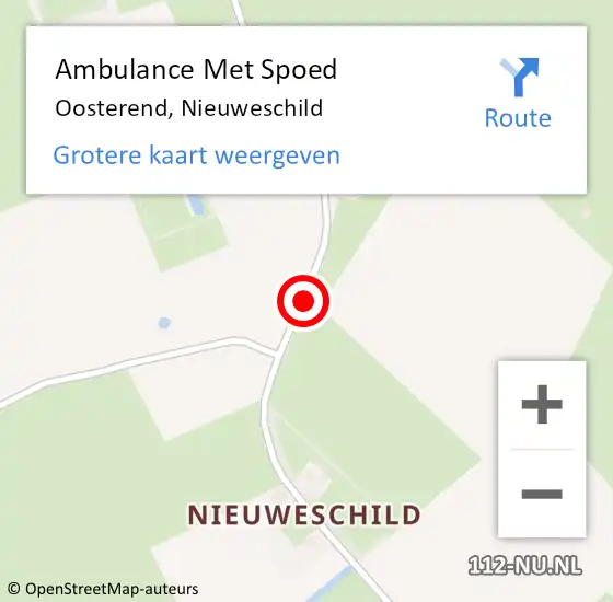 Locatie op kaart van de 112 melding: Ambulance Met Spoed Naar Oosterend, Nieuweschild op 10 juni 2018 12:52