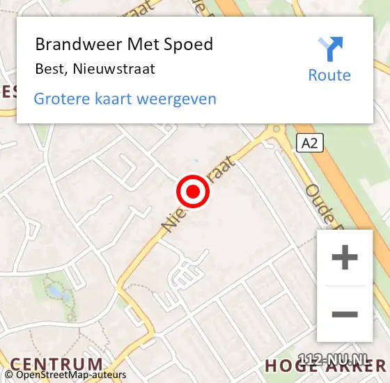 Locatie op kaart van de 112 melding: Brandweer Met Spoed Naar Best, Nieuwstraat op 10 juni 2018 12:53