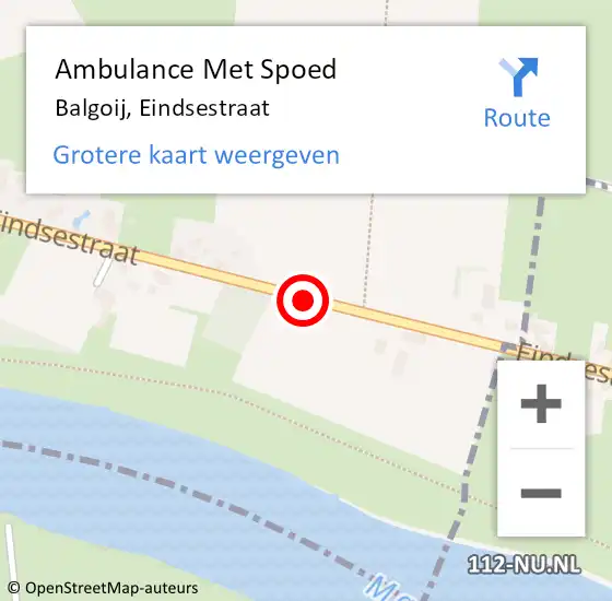 Locatie op kaart van de 112 melding: Ambulance Met Spoed Naar Balgoij, Eindsestraat op 10 juni 2018 13:18