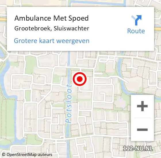 Locatie op kaart van de 112 melding: Ambulance Met Spoed Naar Grootebroek, Sluiswachter op 10 juni 2018 14:39