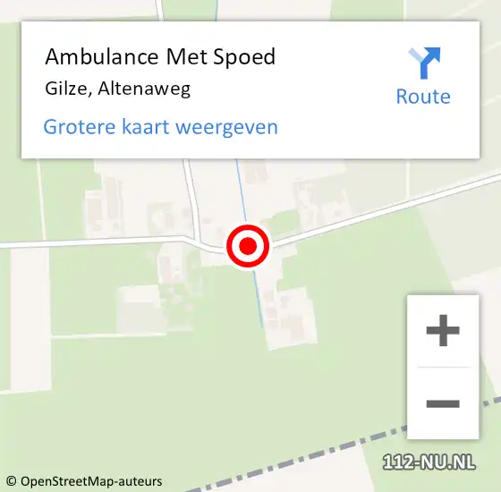 Locatie op kaart van de 112 melding: Ambulance Met Spoed Naar Gilze, Altenaweg op 10 juni 2018 14:56