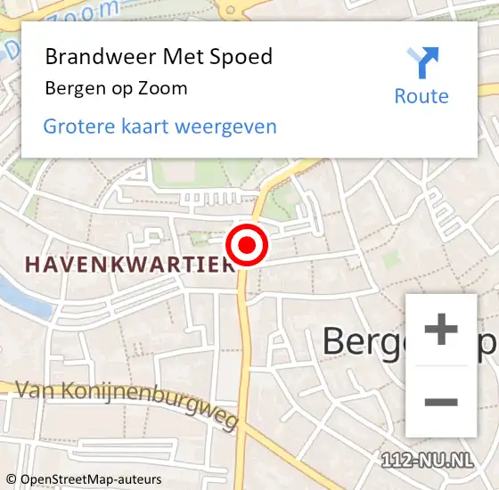 Locatie op kaart van de 112 melding: Brandweer Met Spoed Naar Bergen op Zoom op 10 juni 2018 15:26