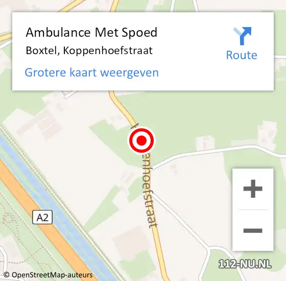 Locatie op kaart van de 112 melding: Ambulance Met Spoed Naar Boxtel, Koppenhoefstraat op 10 juni 2018 15:44