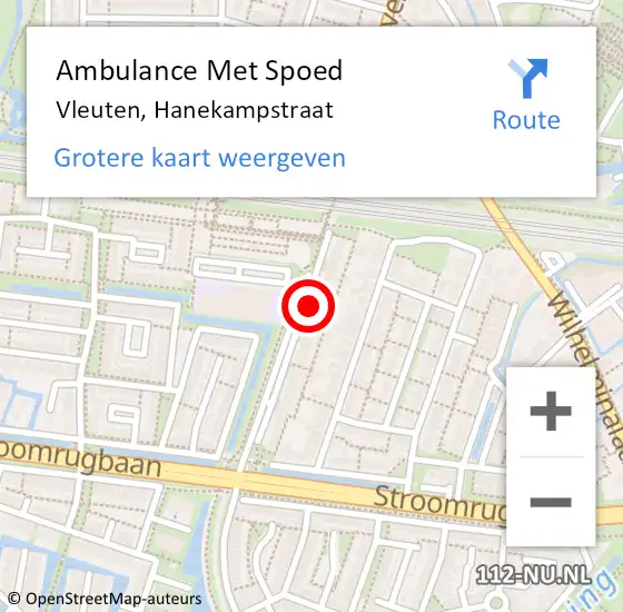 Locatie op kaart van de 112 melding: Ambulance Met Spoed Naar Vleuten, Hanekampstraat op 10 juni 2018 16:03