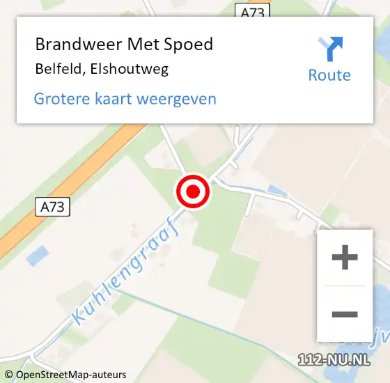 Locatie op kaart van de 112 melding: Brandweer Met Spoed Naar Belfeld, Elshoutweg op 10 juni 2018 16:06