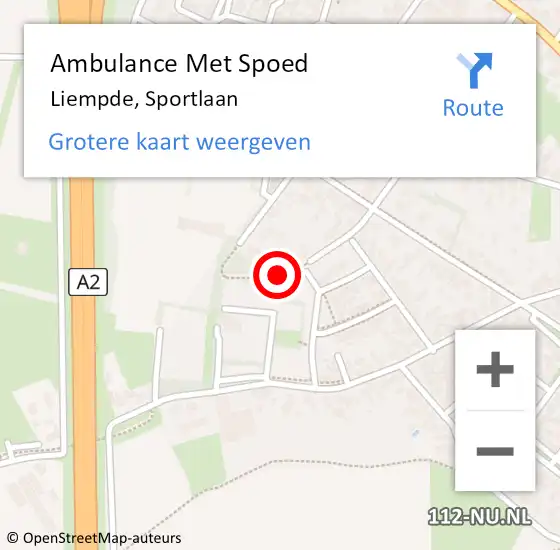 Locatie op kaart van de 112 melding: Ambulance Met Spoed Naar Liempde, Sportlaan op 10 juni 2018 16:20