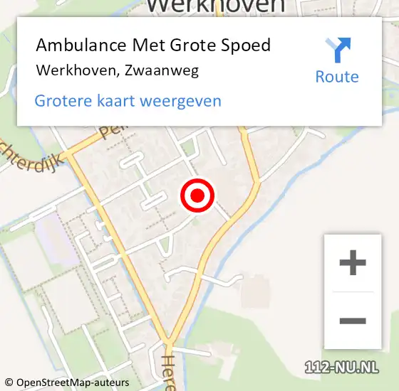 Locatie op kaart van de 112 melding: Ambulance Met Grote Spoed Naar Werkhoven, Zwaanweg op 10 juni 2018 16:42