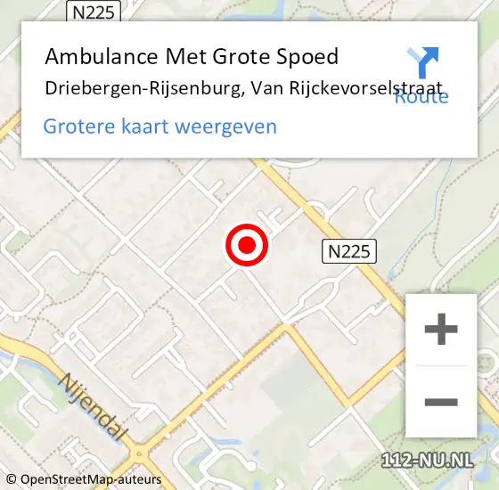 Locatie op kaart van de 112 melding: Ambulance Met Grote Spoed Naar Driebergen-Rijsenburg, Van Rijckevorselstraat op 10 juni 2018 16:45