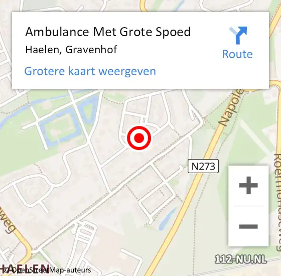 Locatie op kaart van de 112 melding: Ambulance Met Grote Spoed Naar Haelen, Gravenhof op 27 februari 2014 11:30