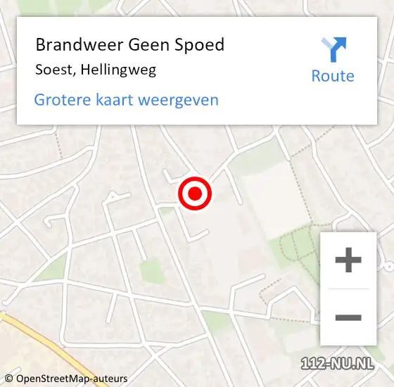 Locatie op kaart van de 112 melding: Brandweer Geen Spoed Naar Soest, Hellingweg op 10 juni 2018 18:09