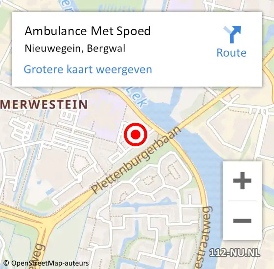 Locatie op kaart van de 112 melding: Ambulance Met Spoed Naar Nieuwegein, Bergwal op 10 juni 2018 18:38