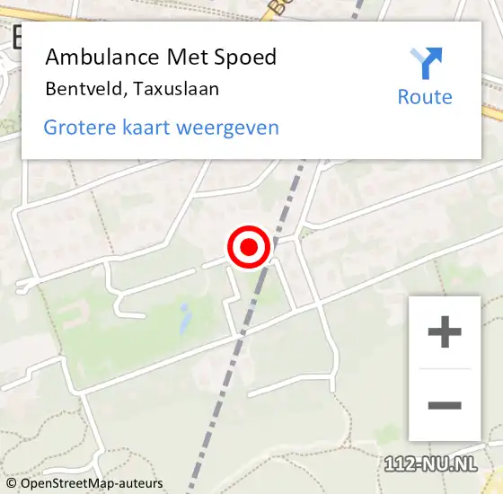 Locatie op kaart van de 112 melding: Ambulance Met Spoed Naar Bentveld, Taxuslaan op 10 juni 2018 18:38