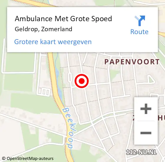 Locatie op kaart van de 112 melding: Ambulance Met Grote Spoed Naar Geldrop, Zomerland op 10 juni 2018 18:57