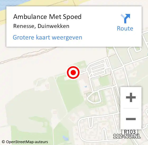 Locatie op kaart van de 112 melding: Ambulance Met Spoed Naar Renesse, Duinwekken op 10 juni 2018 19:33