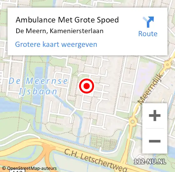 Locatie op kaart van de 112 melding: Ambulance Met Grote Spoed Naar De Meern, Kameniersterlaan op 10 juni 2018 19:36