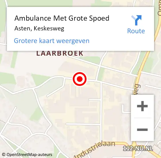 Locatie op kaart van de 112 melding: Ambulance Met Grote Spoed Naar Asten, Keskesweg op 10 juni 2018 19:49