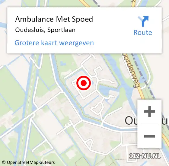 Locatie op kaart van de 112 melding: Ambulance Met Spoed Naar Oudesluis, Sportlaan op 10 juni 2018 19:49