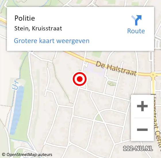 Locatie op kaart van de 112 melding: Politie Stein, Kruisstraat op 10 juni 2018 19:56