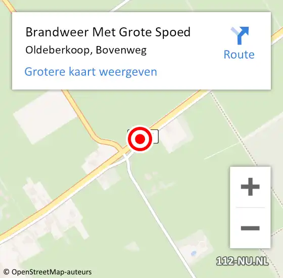 Locatie op kaart van de 112 melding: Brandweer Met Grote Spoed Naar Oldeberkoop, Bovenweg op 10 juni 2018 20:07