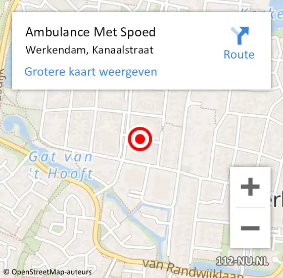 Locatie op kaart van de 112 melding: Ambulance Met Spoed Naar Werkendam, Kanaalstraat op 10 juni 2018 20:14