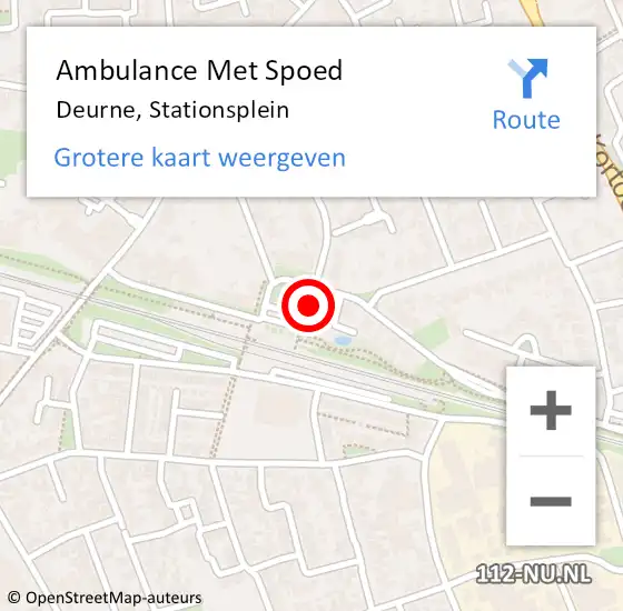 Locatie op kaart van de 112 melding: Ambulance Met Spoed Naar Deurne, Stationsplein op 10 juni 2018 20:52