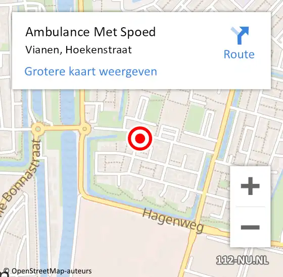 Locatie op kaart van de 112 melding: Ambulance Met Spoed Naar Vianen, Hoekenstraat op 10 juni 2018 21:19