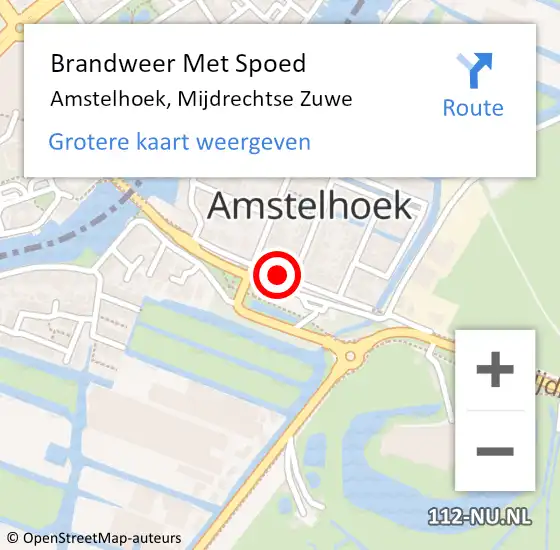 Locatie op kaart van de 112 melding: Brandweer Met Spoed Naar Amstelhoek, Mijdrechtse Zuwe op 10 juni 2018 22:15