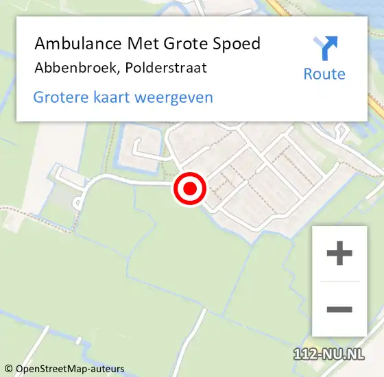Locatie op kaart van de 112 melding: Ambulance Met Grote Spoed Naar Abbenbroek, Polderstraat op 10 juni 2018 22:31
