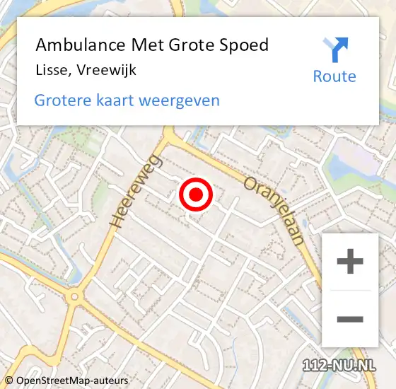 Locatie op kaart van de 112 melding: Ambulance Met Grote Spoed Naar Lisse, Vreewijk op 10 juni 2018 22:35