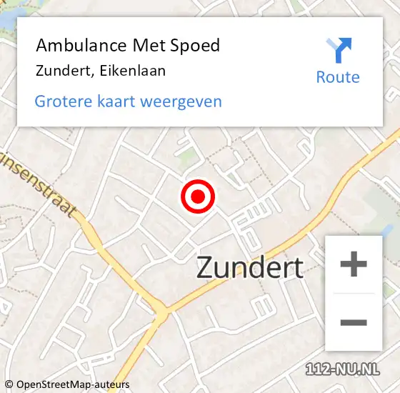 Locatie op kaart van de 112 melding: Ambulance Met Spoed Naar Zundert, Eikenlaan op 10 juni 2018 23:11