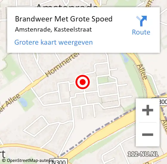 Locatie op kaart van de 112 melding: Brandweer Met Grote Spoed Naar Amstenrade, Kasteelstraat op 10 juni 2018 23:53