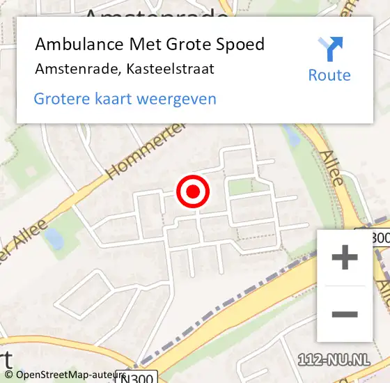 Locatie op kaart van de 112 melding: Ambulance Met Grote Spoed Naar Amstenrade, Kasteelstraat op 10 juni 2018 23:59