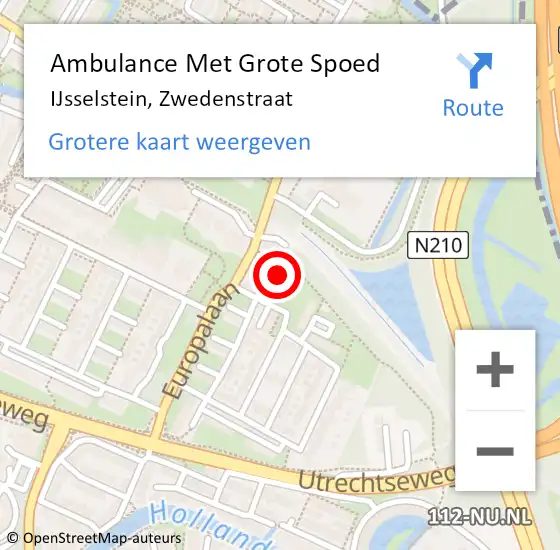 Locatie op kaart van de 112 melding: Ambulance Met Grote Spoed Naar IJsselstein, Zwedenstraat op 11 juni 2018 00:44