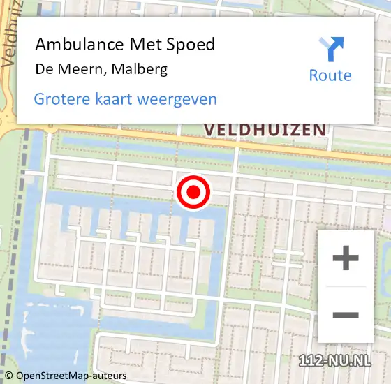 Locatie op kaart van de 112 melding: Ambulance Met Spoed Naar De Meern, Malberg op 11 juni 2018 03:33