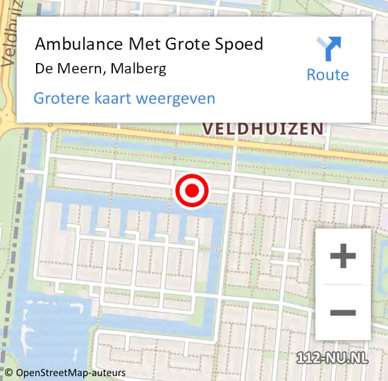 Locatie op kaart van de 112 melding: Ambulance Met Grote Spoed Naar De Meern, Malberg op 11 juni 2018 03:35