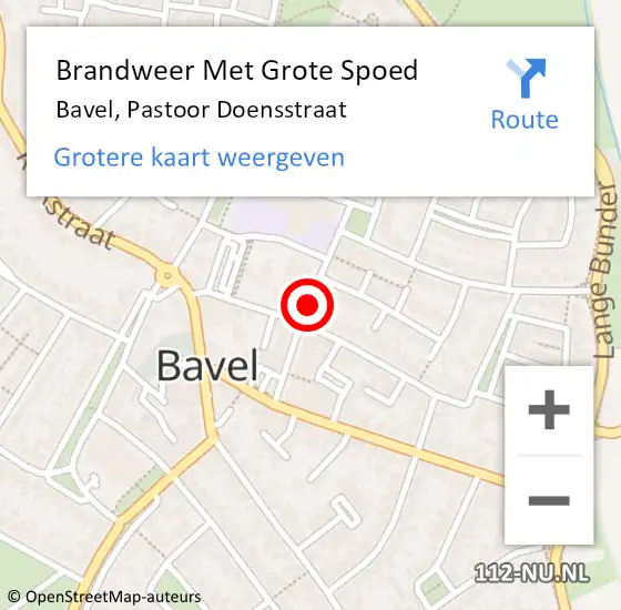 Locatie op kaart van de 112 melding: Brandweer Met Grote Spoed Naar Bavel, Pastoor Doensstraat op 11 juni 2018 03:56