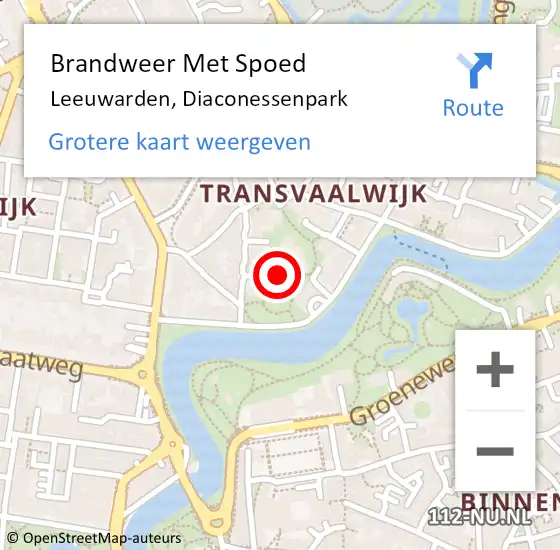 Locatie op kaart van de 112 melding: Brandweer Met Spoed Naar Leeuwarden, Diaconessenpark op 11 juni 2018 06:57