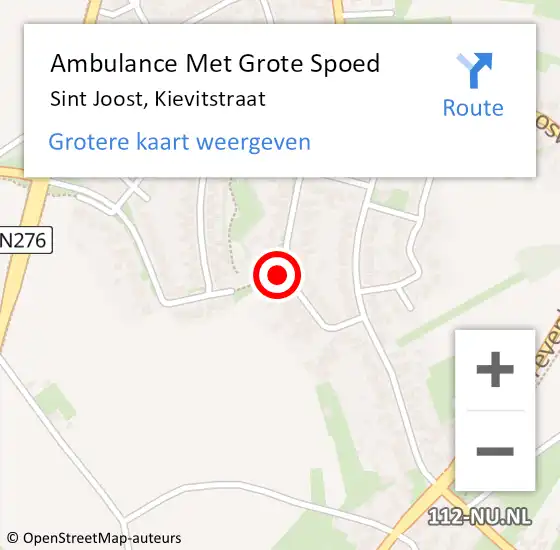 Locatie op kaart van de 112 melding: Ambulance Met Grote Spoed Naar Sint Joost, Kievitstraat op 11 juni 2018 07:13