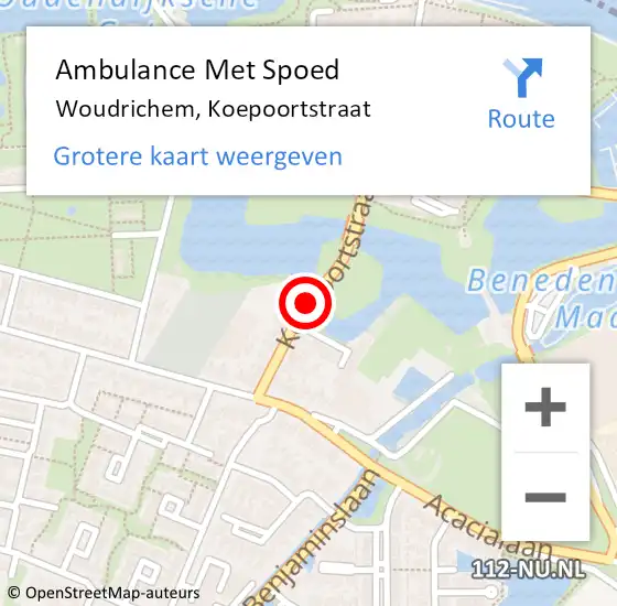 Locatie op kaart van de 112 melding: Ambulance Met Spoed Naar Woudrichem, Koepoortstraat op 11 juni 2018 08:02