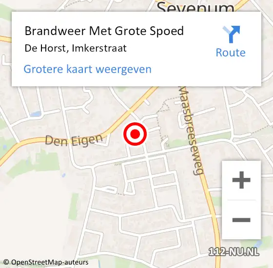 Locatie op kaart van de 112 melding: Brandweer Met Grote Spoed Naar De Horst, Imkerstraat op 11 juni 2018 08:09