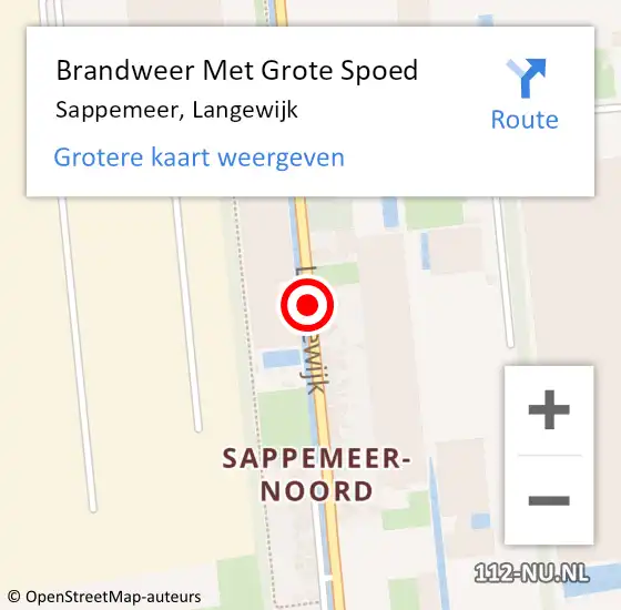Locatie op kaart van de 112 melding: Brandweer Met Grote Spoed Naar Sappemeer, Langewijk op 11 juni 2018 08:53
