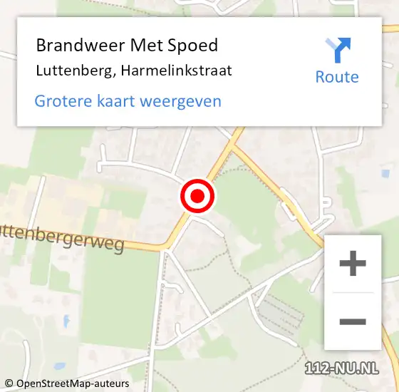 Locatie op kaart van de 112 melding: Brandweer Met Spoed Naar Luttenberg, Harmelinkstraat op 11 juni 2018 09:44