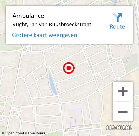 Locatie op kaart van de 112 melding: Ambulance Vught, Jan van Ruusbroeckstraat op 11 juni 2018 10:09