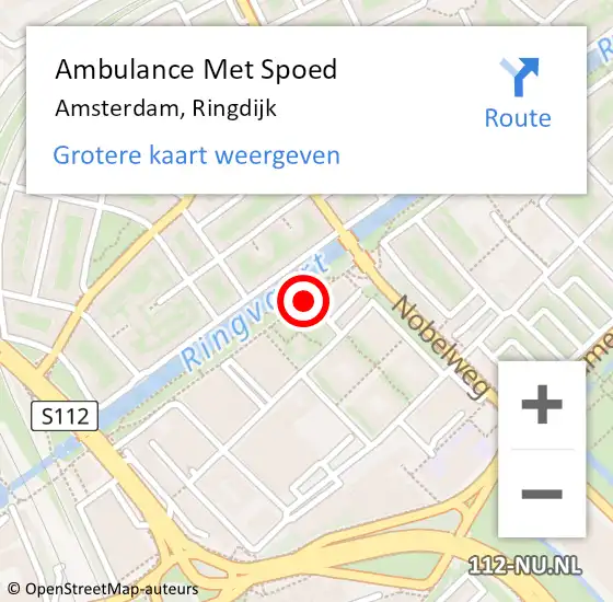 Locatie op kaart van de 112 melding: Ambulance Met Spoed Naar Amsterdam, Ringdijk op 11 juni 2018 10:52