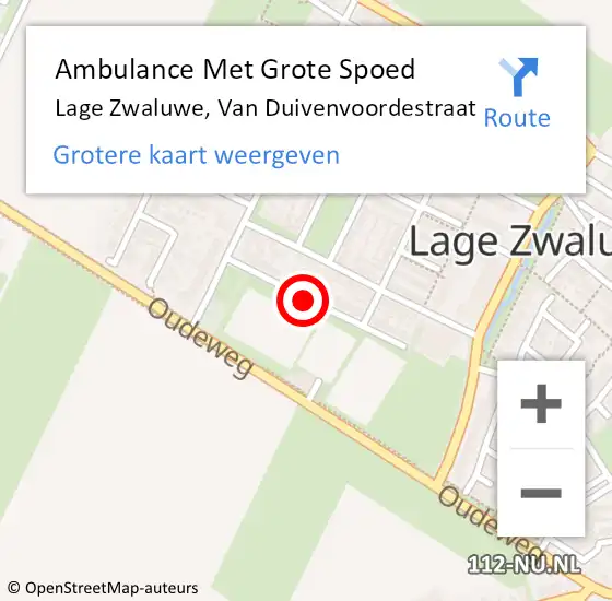 Locatie op kaart van de 112 melding: Ambulance Met Grote Spoed Naar Lage Zwaluwe, Van Duivenvoordestraat op 11 juni 2018 10:55