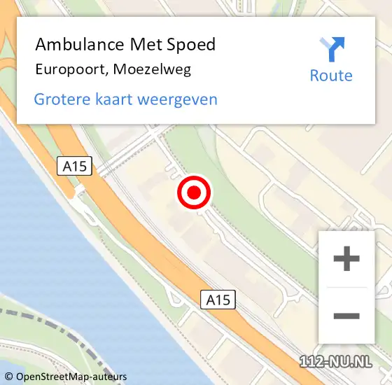 Locatie op kaart van de 112 melding: Ambulance Met Spoed Naar Europoort, Moezelweg op 11 juni 2018 11:25