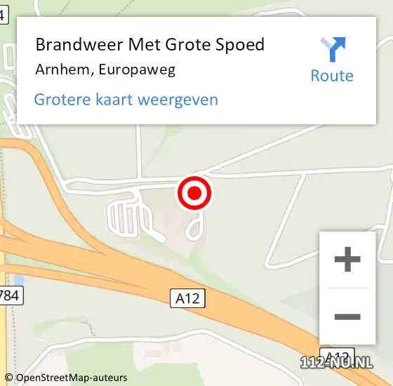 Locatie op kaart van de 112 melding: Brandweer Met Grote Spoed Naar Arnhem, Europaweg op 11 juni 2018 11:32